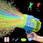 Bubble Gun Machine,Rechargeable Bazooka Rocket Bubble Blaster 73 Holes Rich Bubbles/Colorful Lights, Electric Bubble Maker Blower for Kids Adults,Outdoor Toy Party Wedding