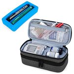 LUXJA 2 Layers Insulin Case with an Ice Pack - Holds 6 Vials (10ml) or 2 Insulin Pens, Diabetic Bag with Supplies Storage Pockets, Black