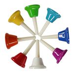 8 Note Diatonic Metal Hand Bells Set Colorful Handbell Musical Toy Percussion Instrument for Kids,Adults,Used for Festival,Musical Teaching,Church Chorus,Wedding,Family Party