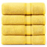 LANE LINEN Luxury Bath Towels Set of 4 (28" x 54") - 100% Cotton Bathroom Towel Set - Zero Twist, Highly Absorbent, Quick Dry Towel Set - Super Soft Multi Purpose Shower Towels for Daily Use - Mimosa