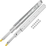 VEVOR Drawer Slides with Lock, 1 Pair 48 inch, Heavy-Duty Industrial Steel up to 500 lbs Capacity, 3-Fold Full Extension, Ball Bearing Lock-in & Lock-Out, Side Mount