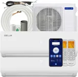 DELLA 18K BTU ODU 2 Dual Zone 9000 12000 BTU Mini Split Air Conditioner Work with Alexa, 20 SEER2 208-230V Cools Up to 950 Sq.Ft Wifi Multi Zone Pre-Charged Heat Pump with 16ft Installation Kits