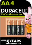 Duracell Rechargeable Type AA Battery, 2500mah, Pack of 4