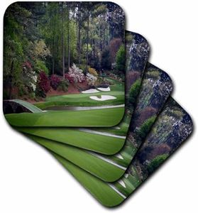 3dRose CST_131410_3 Augustas Amen Corner Golf Course Golfers on Bridge Ceramic Tile Coaster (Set of 4)