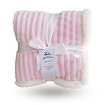 eYone Boy or Girl Large Baby Sherpa Fleece Blanket for Nursery Cot, Car Seat, Pram (80 * 110 cm) (Pink)