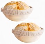 Koackl Set of 2 Round 8.5 inch Bread Banneton Proofing Basket with Linen Cover Bread Brotform Perfect for Baking Dough with Rising Pattern