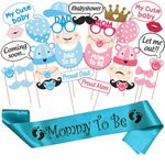 Wobbox Baby Shower Decoration Items| Baby Shower Photo Booth Props for Photoshoot, MommyTo Be Satin Sash Decoration, Godh Bharai Decoration Kit-(FP423)