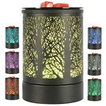 Wax Melt Burners Electric Wax Burner Oil Burner lamp Warmer Fragrance Scented Wax Melts Melter with 7 Colors LED Changing Light Replacement Silicone Tray for Home Office Decoration Gift (Tree Pattern)