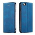 QLTYPRI Case for iPhone 6 Plus 6S Plus, Premium PU Leather Cover TPU Bumper with Card Holder Kickstand Hidden Magnetic Adsorption Flip Wallet Case Cover for iPhone 6 Plus 6S Plus - Blue