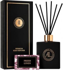 Fresh Linen Reed Diffuser Set - Oil Room Scent Sticks - Non-Toxic Bathroom Diffuser with 5oz Oil - Black Reed Diffusers for Home & Office - Elegant Scented Sticks for Desk