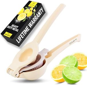 Zulay Kitchen Metal 2-in-1 Lemon Squeezer - Sturdy Max Extraction Hand Juicer Lemon Squeezer Gets Every Last Drop - Easy to Clean Manual Citrus Juicer - Easy-Use Lemon Juicer Squeezer - Cream/Purple