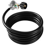 Suppmen Propane Hose Regulator with Gauge, 12Feet Universal QCC1 Replacement Hose and Regulator kit for LP Gas Grill, Heater, 3/8 Female Flare Nut for Grill Propane Heater Fire Pit etc.