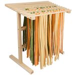 Pasta Drying Rack by Cucina Pro- All Natural Wood Construction- 12 Feet of Drying Space Folds Flat for Storage