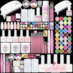 Saviland Acrylic Nail Kit with Everything for Beginners - Acrylic Powder & Liquid Set Nails Tips Glue Gel Kit Gel Nail Polish U V Light for Nail Art Professional Acrylic Nail Kit for Home DIY
