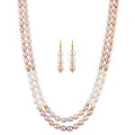 Sri Jagdamba Pearls Dealer Crusty Pearl Necklace Set for Women and Girls | With Certificate of Authenticity AA Quality