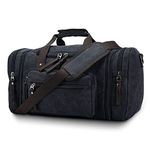 Fsiomo Expandable Canvas Duffel Bag for Travel Overnight Weekender Travel Bag for Men 50L (Black)