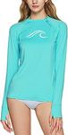 ATHLIO Women's UPF 50+ Rash Guard, Long Sleeve Surfing Swimsuit Top, UV/SPF Water Beach Swim Shirts AO-SFR20-AQA Medium