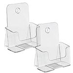 Kurtzy 2 Pack Clear Plastic A5 Brochure Holder - Counter/Desktop & Wall Mounted Portrait Display Stand Rack - Literature, Booklet, Leaflet, Menu, Flyer, Magazine & Pamphlet Holders