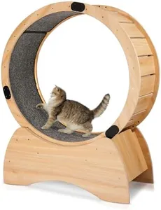 IVYHAVEN Solid Wood Cat Exercise Wheel Pet Loss Weight Daily Exercise Physical Activity Wheel for Running Spinning Scratching Fun Oak