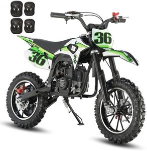 SYX MOTO Mini Dirt Bike for Kids, 40cc Gas Powered Dirt Bikes, 4 Stroke Off Road Mini Bikes, Trail Bike with Speeds up to 19 MPH, Weight Support Up to 132 LBS (Green)