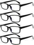 Kerecsen 4 Pack Reading Glasses for Women/Men Spring Hinges Readers Glasses Lightweight Eyeglasses (4 Pack Black, 1.5, multiplier_x)