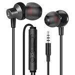 MAS CARNEY Wired In-ear Earphones WI7, Metal Earbuds with Microphone, Volume Remote Control for Smartphone Tablet Computer, Black