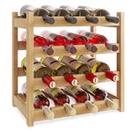 SMIBUY Bamboo Wine Rack, 16 Bottles Display Holder, 4-Tier Free Standing Storage Shelves for Kitchen, Pantry, Cellar, Bar (Natural)