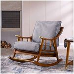 WOOD ART INDIA Teak Wood Modern Ergonomic Rocking Chair Including with Cushain