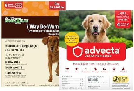 Worm X Plus 7 Way DeWormer for Large Dogs Over 25 lbs (6 Count) + ADVECTA Flea and Tick Prevention for Large Dogs 21-55 lbs (4 Count) Bundle