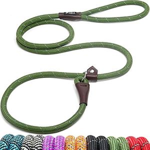 Fida Durable Slip Lead, 6 FT x 1/2" Heavy Duty Loop Leash, Comfortable Strong Rope Leash for Large, Medium Dogs, No Pull Pet Training Leash with Highly Reflective, Green