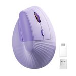 Unipows Ergonomic Vertical Mouse, Wireless Type C Rechargeable Mouse with USB & Type C Adapter, Silent Small Mouse for Notebook, Laptop, Desktop, PC, MacBook and All Type C Devices (Purple)