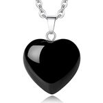 XIANNVXI Black Necklaces for Women,Crystal Heart Necklaces,Present for Mum,Black Obsidian Necklace Healing Gemstone Pendant Necklace Jewellery Gifts for Mum