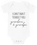 I Can't Wait To Meet You Grandma And Grandpa Baby Bodysuits Funny Infant Creeper One-piece Romper Grandpa Baby Onesie