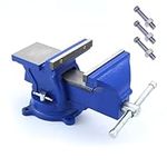 360-Degree Heavy Duty Bench Vise 4-8" Jaw Width Pipe Vise Bench Vices with Anvil Swivel Table Top Clamp Locking Base for Crafting Woodworking Clamping Fixing Equipment Home or Industrial Use (4'' Jaw)