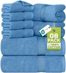 Utopia Towels 8 Piece Towel Set - 2 Bath Towels, 2 Hand Towels and 4 Washcloths Cotton Hotel Quality Super Soft and Highly Absorbent (Electric Blue)