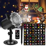 Christmas Projector Lights - 2025 Upgraded 16 HD Slides LED Christmas Projector Lights with Remote Control, IP65 Waterproof Xmas Light for Indoor & Outdoor Xmas, Christmas, New Year