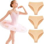 Domee Girls Knickers Dance Cotton Underpants Gymnastic Biriefs Ballet Pack of 3 Nude 9-10 Years (Manufacturer Size 140)