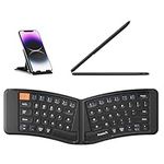 ProtoArc Ergonomic Foldable Keyboard, XK03 Ultra Slim Travel Keyboard, Portable Bluetooth Keyboard with Full Size Keys, PU Leather Split Folding Keyboard for IOS Android Windows Smartphone iPad Tablet