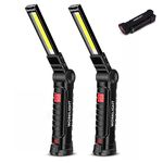 LEVADA PLUS Rechargeable LED Work Lights, Flashlights with Magnetic Base, LED COB Light - 360° Rotate - IP44 Waterproof â€“ With 5 Lighting Modesâ€“ For Work, DIY, Grill, Camp, Car Repair (Pack of 2)