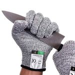 Cut Resistant Gloves Protective Gloves Food Grade Level 5 Protection and EN388 Certified Safety Gloves Garden Works, Heep Cooking Gloves for Oyster Shucking, Welding and Wood Carving (S)