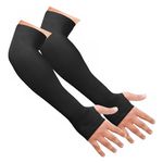 SNMMIFER UV Protection Arm Sleeves with Thumb Holes, Nylon Sun Protection Hand Cover for Running and Cycling, Unisex (1 Pair-Black)