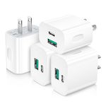 4Pack USB C Charger Block, 20W USB C Wall Charger, Dual Port PD+QC Fast Charging Blocks, Boxeroo Multiport Type C Cube Box Power Adapter Plug Brick for iPhone Samsung Tablet