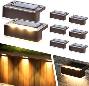 Solpex Solar Lights for Outdoor, 8 Pack Solar Stair Lights, Waterproof Solar Fence Lights for Outdoor Stairs, Steps, Fence, Garden, Yard, Patio, Gutter, Pathway, Decoration (Warm White,Brown)