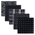 Retreez 5 Piece Assorted Woven Microfiber Premium Pocket Square Gift Box Set, Set 009 - Black Assorted, One Size