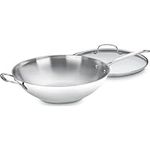 CUISINART 726-38H Chef's Classic Stainless 14-Inch Stir-Fry Pan with Helper Handle and Glass Cover, Silver