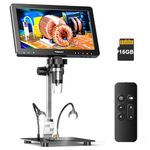 TOMLOV DM9 Max 10.1" HD IPS HDMI Digital Microscope, 1500X, 20MP, Black Aluminum Alloy, LED Light, PC/TV Compatible