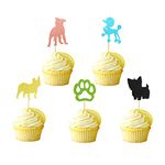 Arthsdite Pack of 40 Pre-assembled Colorful Dog Cupcake Toppers Decorations Paw Pet Theme Cupcake Picks for Boy Girl Birthday Party Decoration