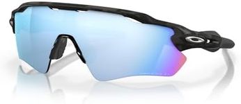 Oakley Mens OO9208 Radar EV Path Rectangular Sunglasses, Matte Black Camo/Prizm Deep Water Polarized, 38 mm