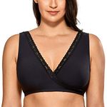 Delimira Women's Plus Size Soft Cup Comfort Sleep Maternity and Nursing Bra Black 36F/G