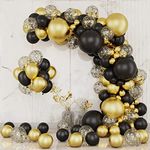 GAMINICS Black and Gold Balloon Garland Arch Kit,121Pcs Black and Gold Party Decorations 18/12/10/5/Inch Black Gold Latex Party Balloons for Baby Shower Wedding Birthday Party Festival Decorations